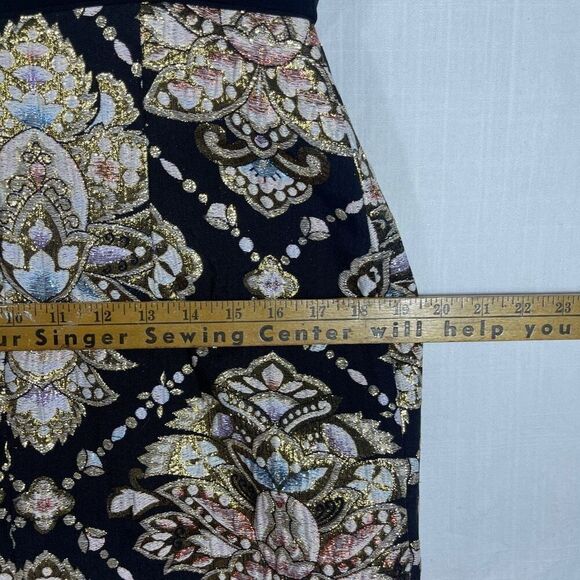 Jay Herbert Black Metallic Lame Brocade Wool Crepe Sheath Mini Dress Size 16 - Picture 11 of 11